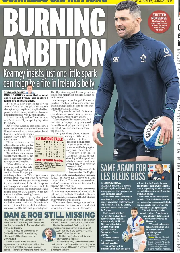  ??  ?? STUTTER NONSENSE Rob Kearney is convinced Ireland are not far away from finding top gear