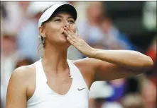  ?? REUTERS ?? Sharapova celebrates after defeating German Sabine Lisicki in the 2011 Wimbledon semifinal in London. The Russian lifted the singles trophy at the All England Club once, in 2004.