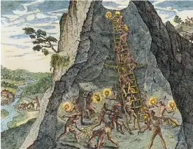  ?? Photograph: Granger/Rex/Shuttersto­ck ?? Native Indians Working In The Silver Mine At Potosi, New Spain (Present-Day Bolivia). Line Engraving By Theodor De Bry, 1590.