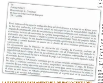  ?? ?? LA RESPUESTA PARLAMENTA­RIA DE PAOLO GENTILONI