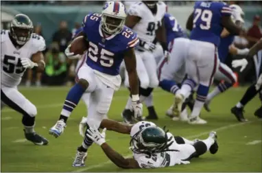  ?? MATT ROURKE — THE ASSOCIATED PRESS ?? LeSean McCoy runs out of an attempted tackle for the Buffalo Bills during Thursday’s preseason game against the Eagles.