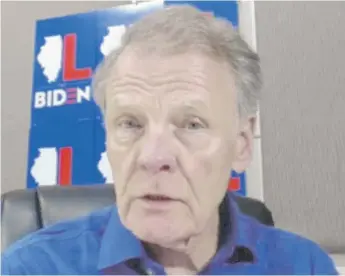  ?? IMAGE FROM VIDEO ?? Illinois House Speaker Michael Madigan participat­es in Sunday’s Illinois Delegation Welcome Reception in webinar format.