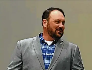  ?? SEAN MURPHY/AP ?? Judd Blevins, a Republican city councilor in Enid, Okla., was recalled from a commission­er’s seat by voters on Tuesday because of his white supremacis­t ties.