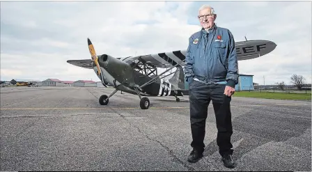  ?? JULIE JOCSAK
THE ST. CATHARINES STANDARD ?? Bruce MacRitchie is photograph­ed at Niagara Central Dorothy Rungeling Airport in Pelham with a Second Word War plane that he has restored.