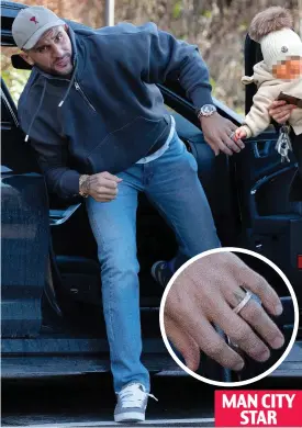  ?? ?? MAN CITY STAR Kicked out: Walker meets his wife wearing wedding ring (inset)