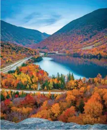  ??  ?? Franconia Notch State Park in New Hampshire comes alive with coppery hues.