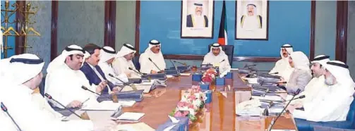  ??  ?? KUWAIT: His Highness the Prime Minister Sheikh Jaber Al-Mubarak Al-Hamad Al-Sabah chairs the Cabinet’s session yesterday. —KUNA
