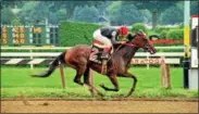  ?? PHOTO COURTESY NYRA ?? Heavenly Prized pictured winning the 1994 Alabama with jockey Mike Smith aboard was the lone selection in this year’s contempora­ry category.