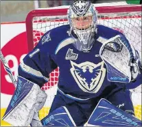  ?? SHERBROOKE PHOENIX PHOTO/VINCENT L. ROUSSEAU ?? After three-and-a-half season stopping pucks for the QMJHL’S Sherbrooke Phoenix, goalie Evan Fitzpatric­k finds himself a member of the Acadiebath­urst Titan.