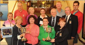  ??  ?? At the presentati­on of prizes of the Killarney GC Pat Courtney Memorial Mixed Foursomes prize at the Mahony’s Point course were, front, Claire Courtney, Agnes and James Curran, winners and Mary O’Rourke, Lady Captain. Back from left, Kelly Brotherton, Brendan and Kathleen Brosnan, Bridie and Brian Fitzgerald, Arthur Hanley, President, Liam Hartnett and Eoin O’Donoghue.