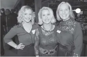  ?? Photos by Pam Cress, Special to The Denver Post ?? Anchor Center parent Jessica Johnson, left, with event chairs Claudia Beauprez and Frances Owens at Anchor Center’s Sunset in the Country.