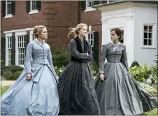  ?? WILSON WEBB — SONY PICTURES VIA AP ?? This image released by Sony Pictures shows, from left, Florence Pugh, Saoirse Ronan and Emma Watson in a scene from “Little Women.” Ronan was nominated for an Oscar for best actress for her role in the film.