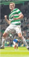  ??  ?? Stuart Armstrong, who came on as a substitute, celebrates adding a fourth late on.