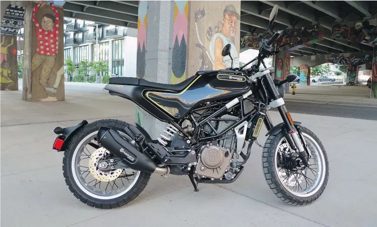  ?? PHOTOS: NEIL VORANO/DRIVING ?? Weighing in at just 150 kilograms and packing a firm suspension, the 2018 Husqvarna Svartpilen feels light and nimble.