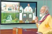  ?? ANI ?? Prime Minister Narendra Modi launches Manipur Water Supply Project through video conferenci­ng, in New Delhi on Thursday.