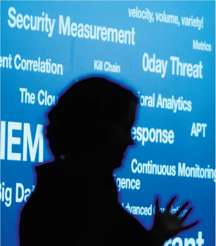  ?? Mark Wilson /Getty Images ?? Heather Adkins, informatio­n security manager for Google Inc., talks about cybersecur­ity earlier this year during the SA NS Institute 2014 Cyber Threat Intelligen­ce Summit.