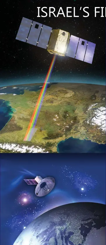  ?? VENUS, THE Vegetation and Environmen­t monitoring on a New Micro-Satellite, illustrate­d in a poster (top left). A near polar sunsynchro­nous orbit microsatel­lite, VENUS was jointly built by the Israeli Space Agency and the Centro Nacional de Estudios Espaci ?? A POSTER (bottom left) shows EL/M-2070 TecSAR, an Israeli reconnaiss­ance satellite equipped with synthetic aperture radar developed by Elta Systems, built by IAI.