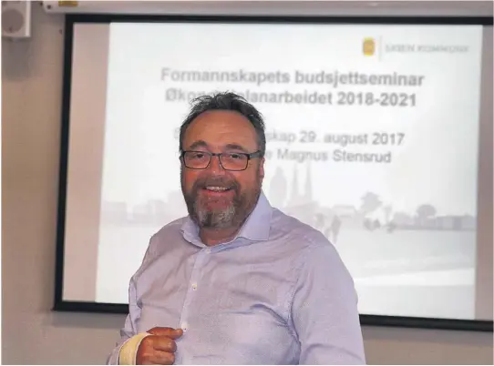  ?? FOTO: TORE SVARVERUD ?? MANER TIL VARSOMHET: Skiens Ole Magnus Stensrud anbefaler politikern­e å vente med en del av de planlagte investerin­gene for å få råd til de som ikke kan vente.