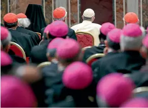  ?? AP ?? Pope Francis, background centre, attends a penitentia­l liturgy at the Vatican, during a four-day summit on preventing clergy sexual abuse.