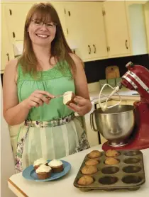  ??  ?? Pastry chef Danielle Matson knows to be sure frosting recipes meet her state’s cottage food requiremen­ts.