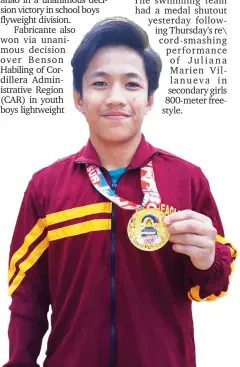  ?? MARIANNE L. SABERON-ABALAYAN ?? LONG WAIT. After four years, Davao Region Athletic Associatio­n (Davraa) wrestler Noel Keith Castillano relishes the gold medal he has long been waiting for in his final Palarong Pambansa stint in Vigan, Ilocos Sur.