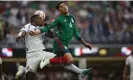  ?? Martinez/Getty Images ?? Edson Álvarez (right) jumps for the ball during the Concacaf Gold Cup final between Mexico and Panama. Photograph: Ronald