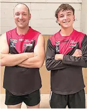  ?? ?? It was a family affair in the Warragul reserves game as father-son pair Leigh and Finn Sheehan took to the field together.