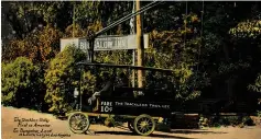  ?? ?? ABOVE: Laurel Canyon’s “trackless trolley” seen on an old postcard. ABOVE: The intersecti­on of Laurel Canyon Boulevard and Lookout Canyon Road today.