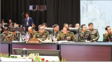  ?? DEFENCE MINISTRY ?? Defence minister Tea Seiha (centre) attends the ASEAN Defence Ministers’ Meeting in Indonesia on November 15.