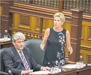  ?? BERNARD WEIL/TORONTO STAR ?? Former premier Kathleen Wynne was back at Ontario’s Legislatur­e on Monday. Premier for more than five years, she admitted it was difficult to be sitting on the opposition side of the legislatur­e.