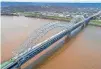  ?? MATT STONE AND MICHAEL CLEVENGER/COURIER JOURNAL ?? The Sherman Minton Bridge is pictured March 12.