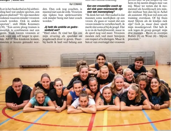  ?? FOTO SVEN DILLEN ?? Coach Hilde Kreemers (in het midden op de bovenste rij) met de speelsters van DBC Houthalen.
