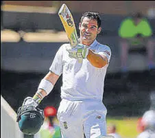  ?? AFP ?? South Africa opener Dean Elgar celebrates his century.