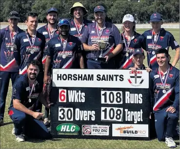  ?? ?? SUCCESS: Horsham Cricket Associatio­n B Grade premiers, Laharum.