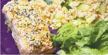  ?? LINDA GASSENHEIM­ER/TNS ?? Use everything bagel seasoning to spice up salmon.