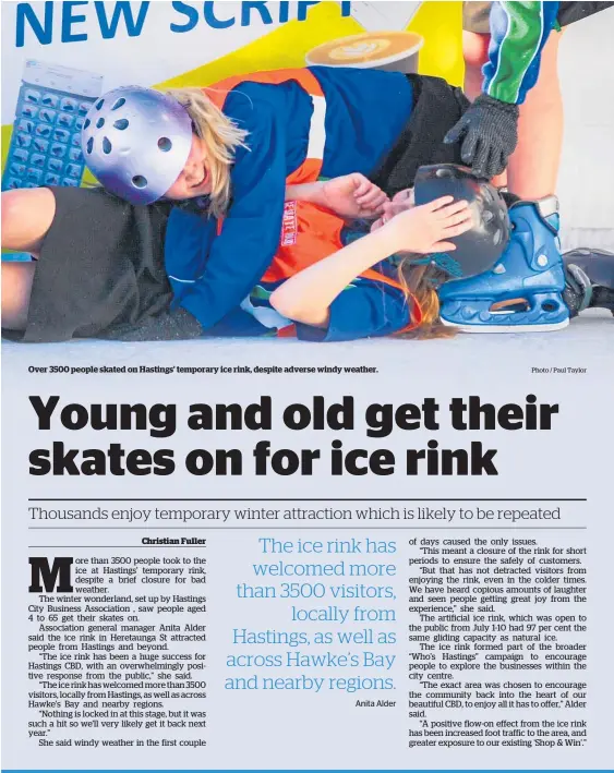  ?? Photo / Paul Taylor ?? Over 3500 people skated on Hastings’ temporary ice rink, despite adverse windy weather.
Christian Fuller