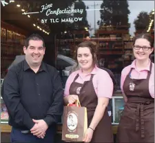  ??  ?? Aunty Nellies Store Manager PJ O’Sullivan with staff members Stephanie Coffey and Ciara Murphy.