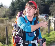  ??  ?? Eileen Davey leading the ‘Jack and Jill Up The Hill’ charity walk at Kellogyboy last Sunday. Pics: Carl Brennan.