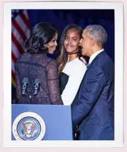  ??  ?? The Obamas with daughter Malia after Barack delivered his farewell address in 2017.
