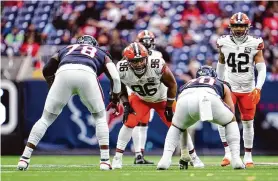  ?? Cooper Neill/Getty Images ?? Jordan Elliott (96) had 57 tackles and 4.5 sacks the past two seasons with Cleveland, playing in all 34 games for the Browns.