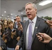  ?? ASSOCIATED PRESS ?? Rep. Mark Meadows, R-N.C., chairman of the conservati­ve House Freedom Caucus, said he thinks there is little support in the House for the “skinny repeal” plan the Senate is considerin­g now.