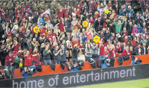  ??  ?? Scenes like this inside the Principali­ty Stadium may not be seen until next year.