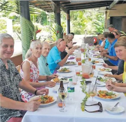  ??  ?? The then acting British High Commission­er Paul Welsh (left) hosted a highly enjoyable lunch at Savusavu’s Daku Resort on August, 2020.