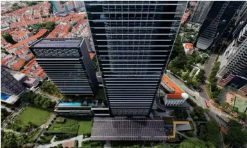  ?? ?? View of Guoco Tower urban park from one of the two penthouses at Internatio­nal Plaza