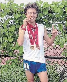  ?? MICHAEL UNGER ?? Erik Unger won the 800 metres, 1,500m and 3,000m junior division races at the NXTChamp Invitation­al Track and Field Meet at York University’s Toronto Track and Field Centre.