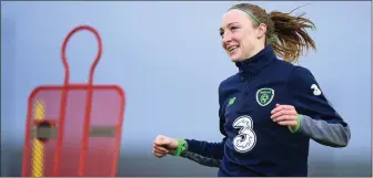  ??  ?? Louise Quinn during a training session with the Irish team.