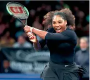  ?? AP ?? USA’s Serena Williams returns to Zhang Shuai of China in the semi- final round of the Tie Break Tens exhibition tournament at Madison Square Garden on Monday. Williams lost to Zhang and was eliminated.