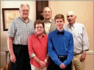  ?? SUBMITTED PHOTO ?? From left, Greater Pottstown Foundation board members Robert Morgan, board president Paul Prince, Alan Altchul and Patricia Crosson, along with this year’s essay contest winner Daniel Kucharik.