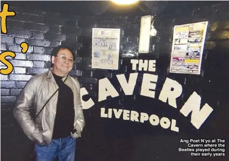  ??  ?? Ang Poet N’yo at The Cavern where the Beatles played during their early years