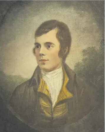  ??  ?? No saint: Robert Burns, and (below right) depicted with one of his lovers, ‘Highland Mary’. Top left: Burns Night celebratio­ns